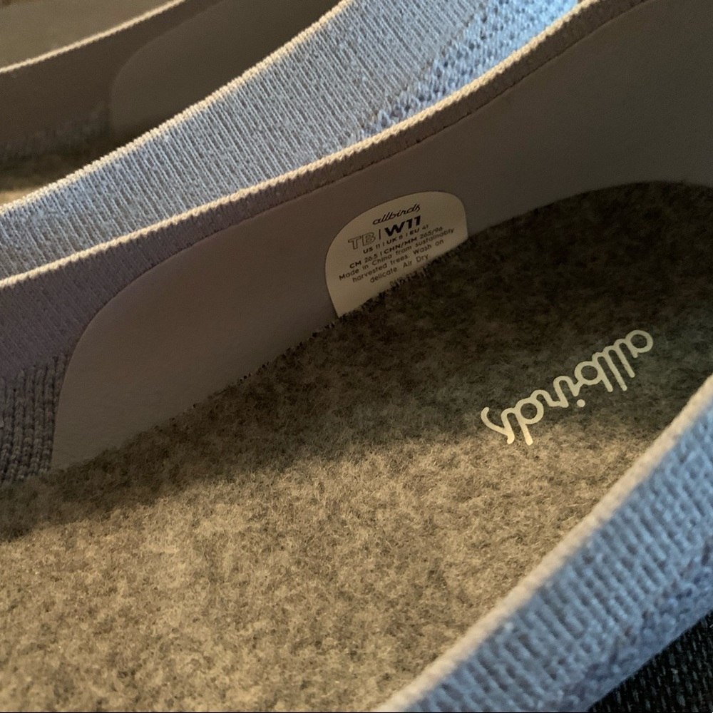Allbirds Women's Tree Breezers Mist /Dark Grey Sole Comfort Flats NEW Size 11